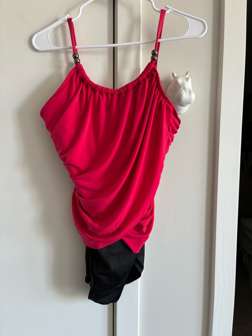 Ruched Women's adjustable straps swimsuit.